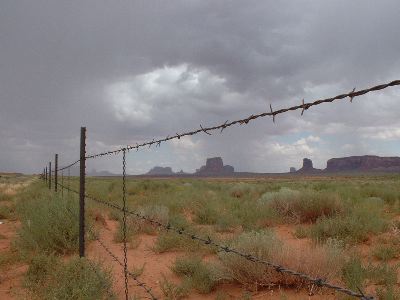 Monument Valley and Barbed Wire Fence